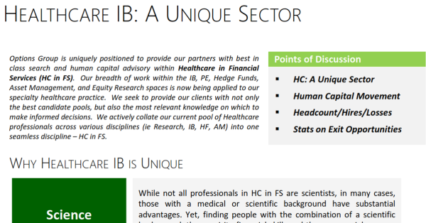 Healthcare IB A Unique Sector